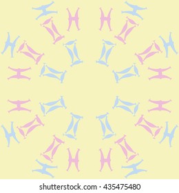 Circular  pattern of zodiac signs, doodles,  object,gemini,pisces. Hand drawn.