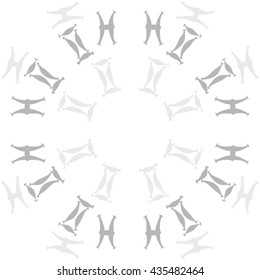 Circular  pattern of zodiac signs, doodles,  object,gemini,pisces. Hand drawn.