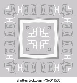 Circular pattern of zodiac signs, doodles,  object,gemini,pisces,stripes,quadrangle. Hand drawn.