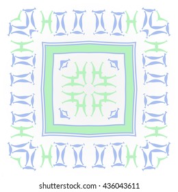 Circular pattern of zodiac signs, doodles,  object,gemini,pisces,stripes,quadrangle. Hand drawn.