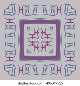 Circular pattern of zodiac signs, doodles,  object,gemini,pisces,stripes,quadrangle. Hand drawn.