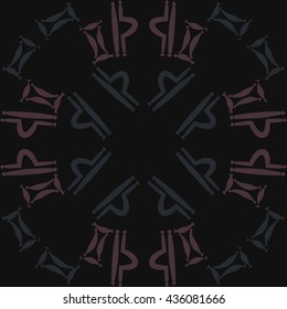 Circular pattern of zodiac signs, doodles,  object,gemini,libra. Hand drawn.