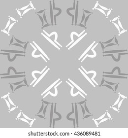 Circular pattern of zodiac signs, doodles,  object,gemini,libra. Hand drawn.
