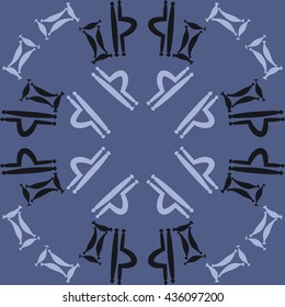 Circular pattern of zodiac signs, doodles,  object,gemini,libra. Hand drawn.