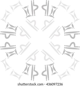 Circular pattern of zodiac signs, doodles,  object,gemini,libra. Hand drawn.