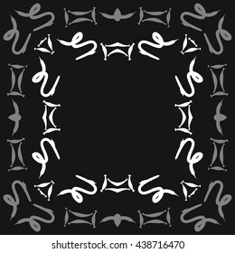 Circular pattern of zodiac signs, doodles,  object,gemini,sagittarius, copy space. Hand drawn.