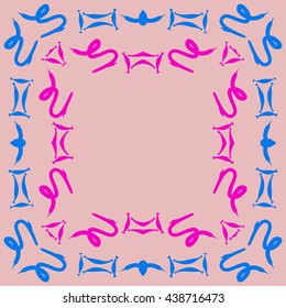 Circular pattern of zodiac signs, doodles,  object,gemini,sagittarius, copy space. Hand drawn.