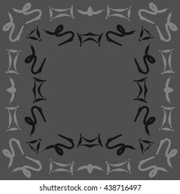 Circular pattern of zodiac signs, doodles,  object,gemini,sagittarius, copy space. Hand drawn.