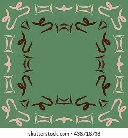 Circular pattern of zodiac signs, doodles,  object,gemini,sagittarius, copy space. Hand drawn.