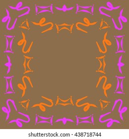 Circular pattern of zodiac signs, doodles,  object,gemini,sagittarius, copy space. Hand drawn.