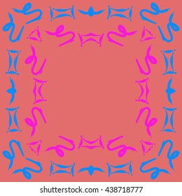 Circular pattern of zodiac signs, doodles,  object,gemini,sagittarius, copy space. Hand drawn.