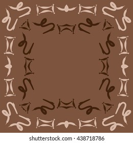 Circular pattern of zodiac signs, doodles,  object,gemini,sagittarius, copy space. Hand drawn.