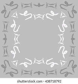 Circular pattern of zodiac signs, doodles,  object,gemini,sagittarius, copy space. Hand drawn.