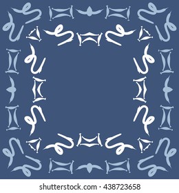 Circular pattern of zodiac signs, doodles,  object,gemini, capricorn, copy space. Hand drawn.