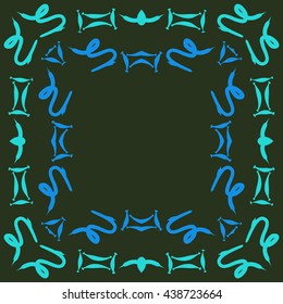 Circular pattern of zodiac signs, doodles,  object,gemini, capricorn, copy space. Hand drawn.