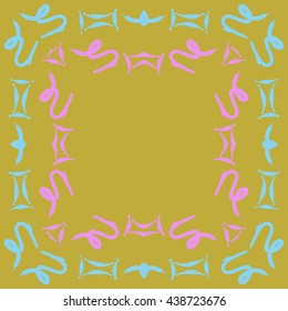 Circular pattern of zodiac signs, doodles,  object,gemini, capricorn, copy space. Hand drawn.