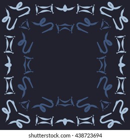 Circular pattern of zodiac signs, doodles,  object,gemini, capricorn, copy space. Hand drawn.