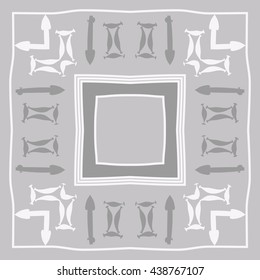 Circular pattern of zodiac signs, doodles,  object,gemini,sagittarius, stripes,quadrangle, copy space. Hand drawn.
