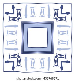 Circular pattern of zodiac signs, doodles,  object,gemini,sagittarius, stripes,quadrangle, copy space. Hand drawn.