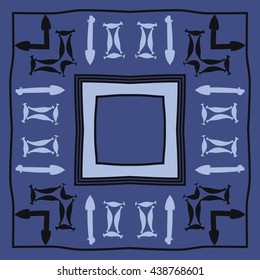 Circular pattern of zodiac signs, doodles,  object,gemini,sagittarius, stripes,quadrangle, copy space. Hand drawn.