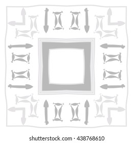 Circular pattern of zodiac signs, doodles,  object,gemini,sagittarius, stripes,quadrangle, copy space. Hand drawn.