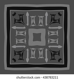 Circular pattern of zodiac signs, doodles,  object, stars,gemini,sagittarius, stripes, copy space. Hand drawn.
