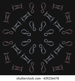 Circular pattern of zodiac signs, doodles,  object, gemini,lion. Hand drawn.