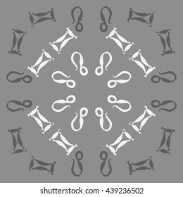 Circular pattern of zodiac signs, doodles,  object, gemini,lion. Hand drawn.
