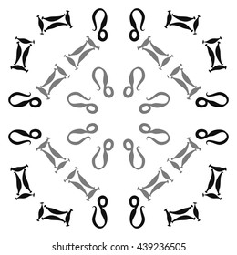 Circular pattern of zodiac signs, doodles,  object, gemini,lion. Hand drawn.