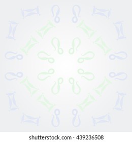 Circular pattern of zodiac signs, doodles,  object, gemini,lion. Hand drawn.