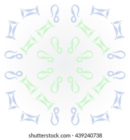 Circular pattern of zodiac signs, doodles,  object, gemini,lion. Hand drawn.