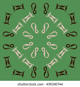 Circular pattern of zodiac signs, doodles,  object, gemini,lion. Hand drawn.