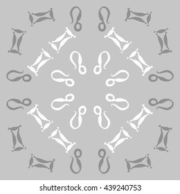 Circular pattern of zodiac signs, doodles,  object, gemini,lion. Hand drawn.
