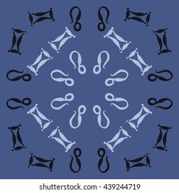 Circular pattern of zodiac signs, doodles,  object, gemini,lion. Hand drawn.