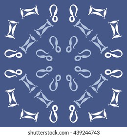 Circular pattern of zodiac signs, doodles,  object, gemini,lion. Hand drawn.