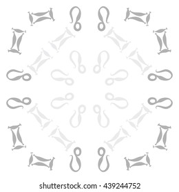Circular pattern of zodiac signs, doodles,  object, gemini,lion. Hand drawn.