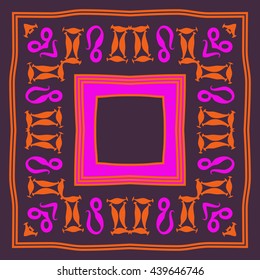 Circular pattern of zodiac signs, doodles,  object, gemini,lion, stripes, spot, hole, quadrangle, copy space. Hand drawn.
