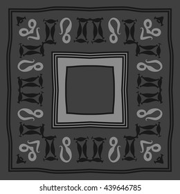 Circular pattern of zodiac signs, doodles,  object, gemini,lion, stripes, spot, hole, quadrangle, copy space. Hand drawn.
