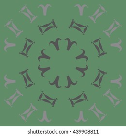 Circular  pattern of zodiac signs, doodles,  object, gemini,aries. Hand drawn.