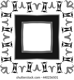 Circular pattern of zodiac signs, doodles,  object, gemini,aries, stripes, spot,quadrangle, copy space. Hand drawn.