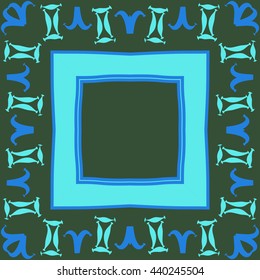Circular pattern of zodiac signs, doodles,  object, gemini,aries, stripes, spot,quadrangle, copy space. Hand drawn.