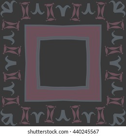 Circular pattern of zodiac signs, doodles,  object, gemini,aries, stripes, spot,quadrangle, copy space. Hand drawn.