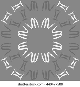 Circular pattern of zodiac signs, doodles,  object, gemini,scorpio, copy space. Hand drawn.