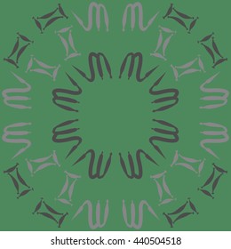Circular pattern of zodiac signs, doodles,  object, gemini,scorpio, copy space. Hand drawn.
