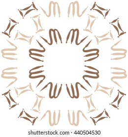 Circular pattern of zodiac signs, doodles,  object, gemini,scorpio, copy space. Hand drawn.
