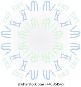 Circular pattern of zodiac signs, doodles,  object, gemini,scorpio, copy space. Hand drawn.