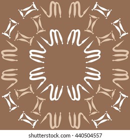 Circular pattern of zodiac signs, doodles,  object, gemini,scorpio, copy space. Hand drawn.