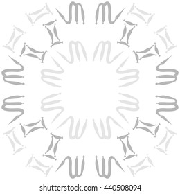 Circular pattern of zodiac signs, doodles,  object, gemini,scorpio, copy space. Hand drawn.