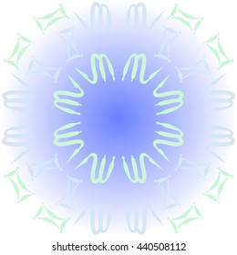 Circular pattern of zodiac signs, doodles,  object, gemini,scorpio, copy space. Hand drawn.