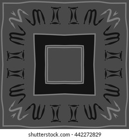Circular pattern of zodiac signs, doodles,  object, gemini,scorpio, stripes, spot,quadrangle, copy space. Hand drawn.
